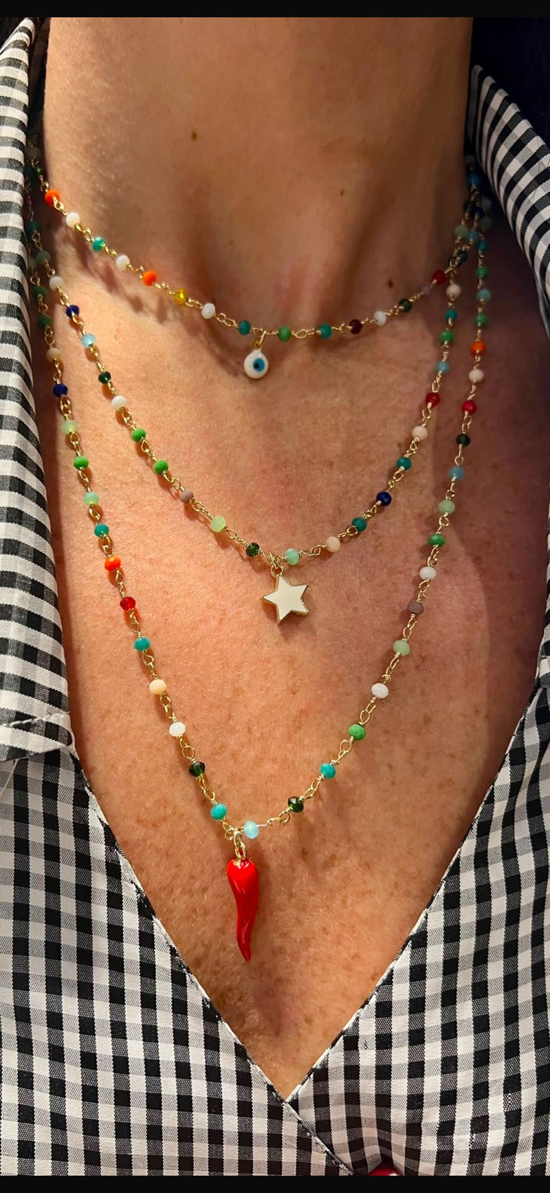 COLLANA ANTEA STELLA CORNETTO E OCCHIO PORTAFORTUNA