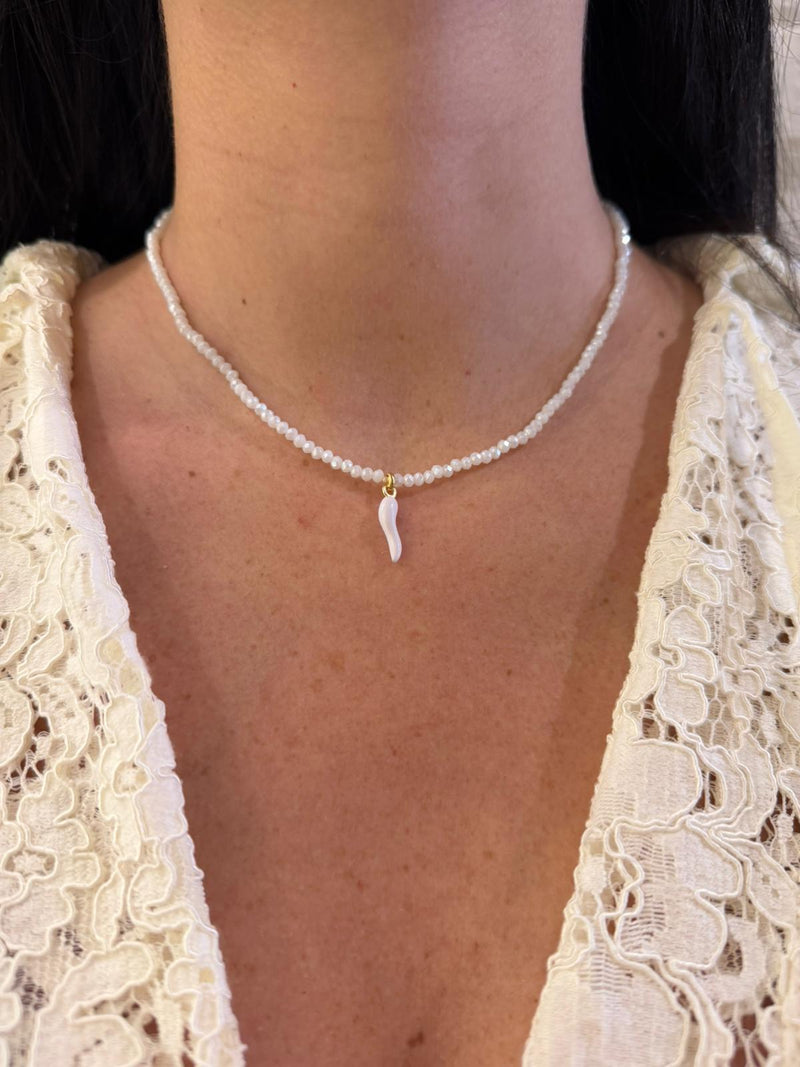 Collana Corno Portafortuna con Microcristalli