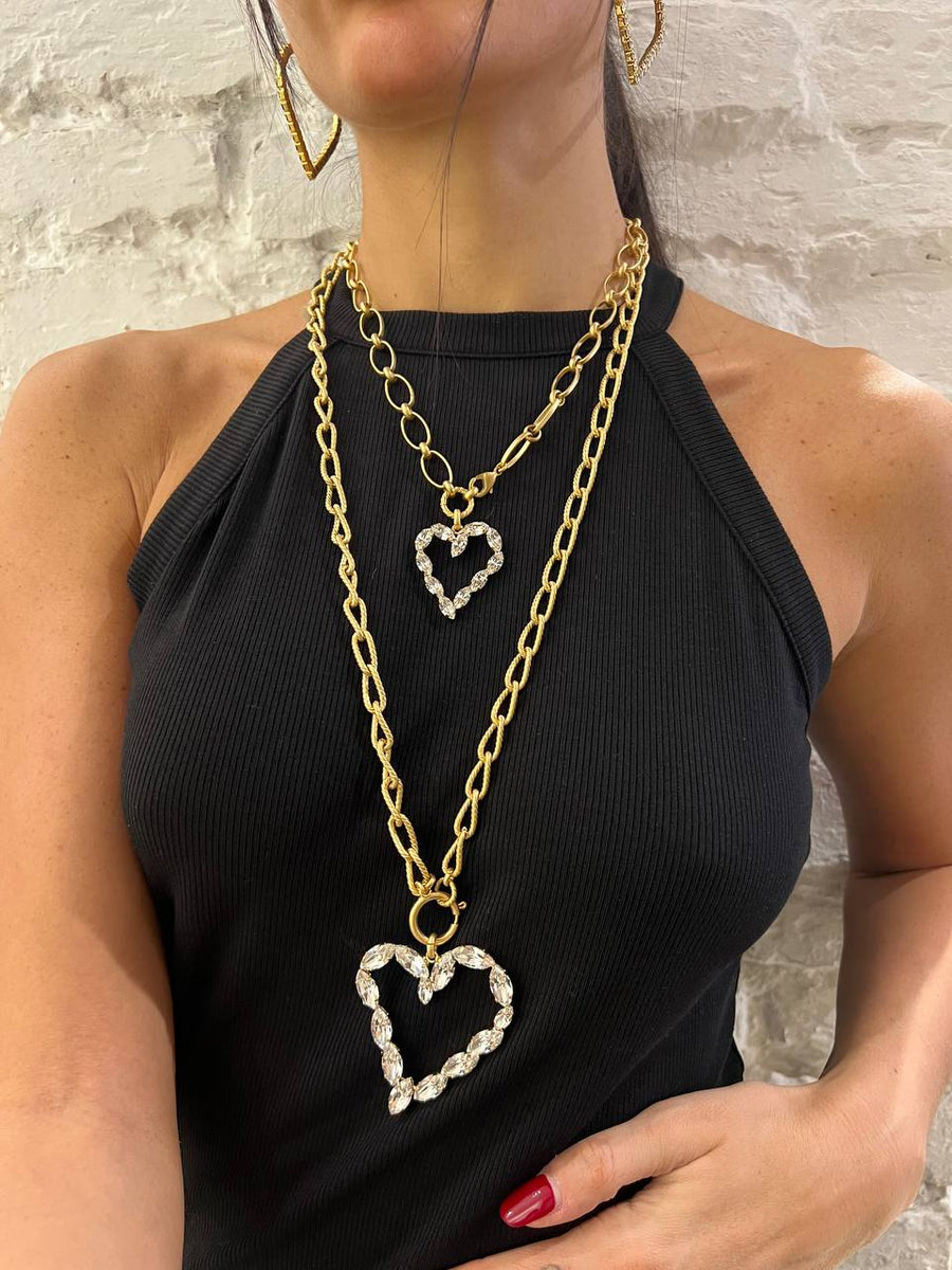 Collana catena cuore strass big - alessandraavallone
