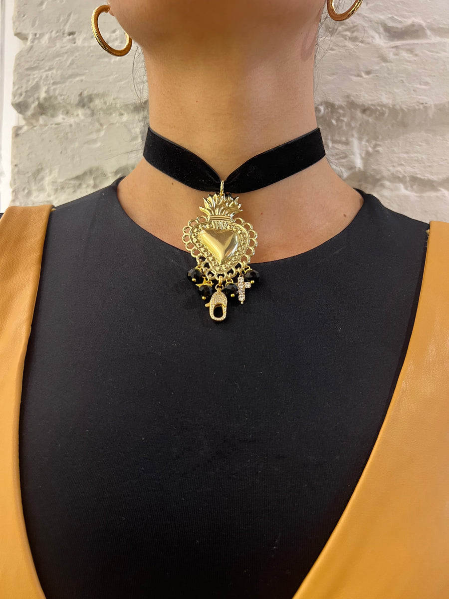 Choker velluto e Cuore Sacro - alessandraavallone