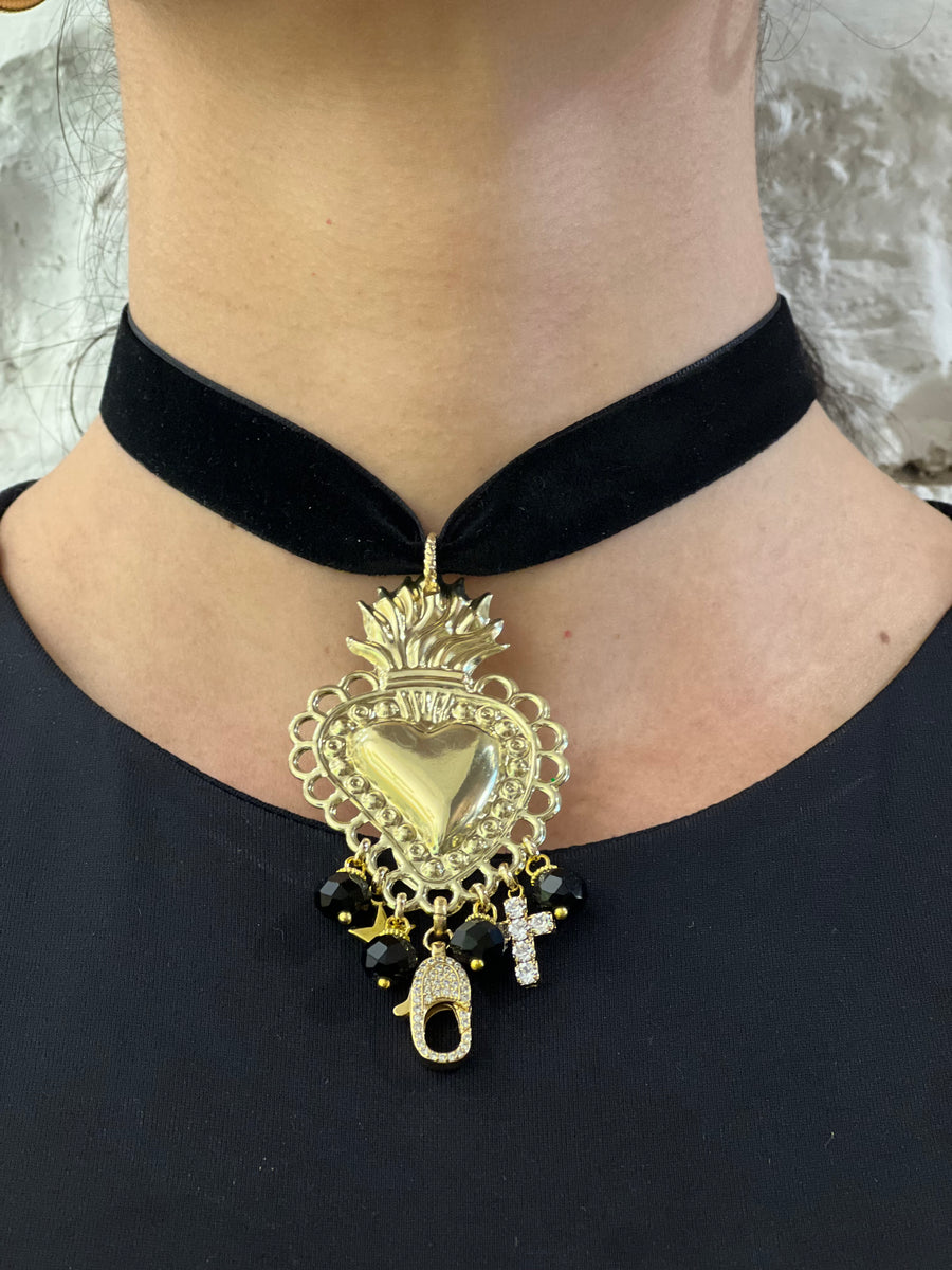Choker velluto e Cuore Sacro - alessandraavallone