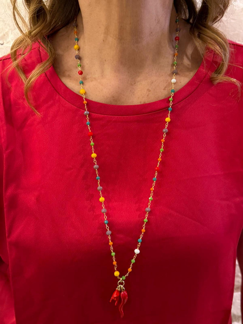 Collana Lunga con Corna e Cornetto