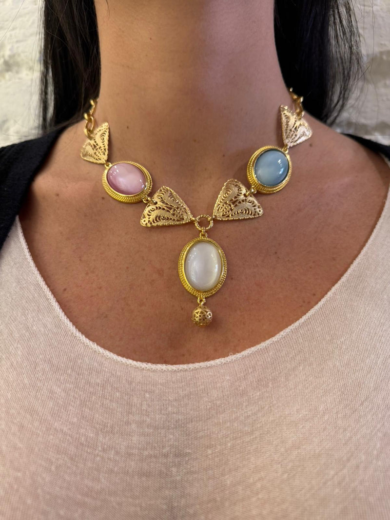 Collana cabochon ovali