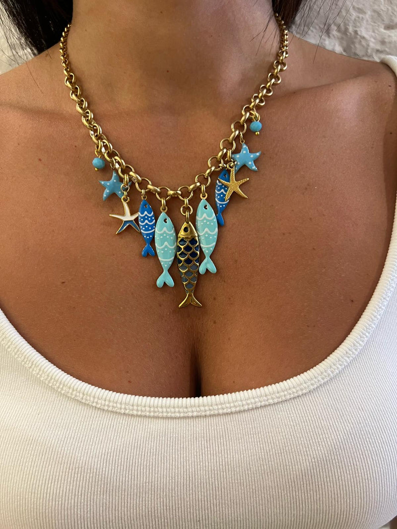 COLLANA CHARM MARE AZZURRO