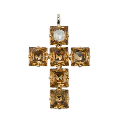 Croce Ambra Quadrata Oro