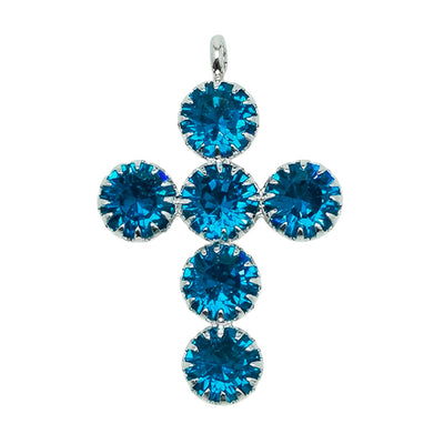 Croce Blu Tonda Argento