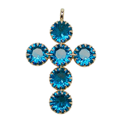 Croce Blu Tonda Oro