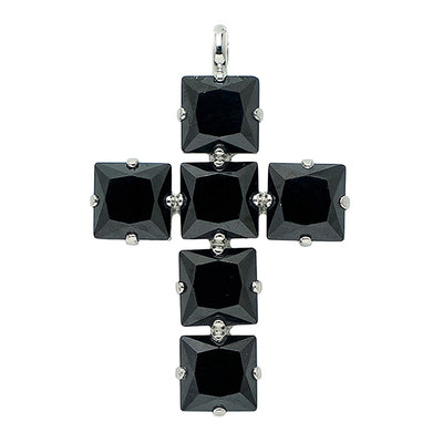 Croce Nera Quadrata Argento