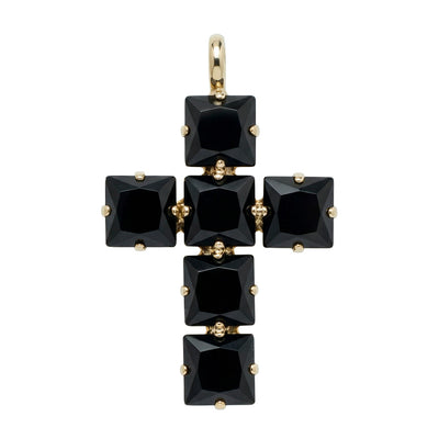 Croce Nera Quadrata Oro