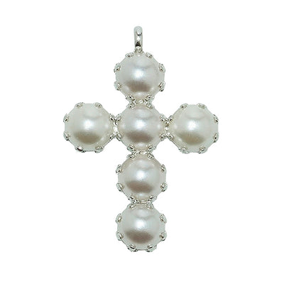 Croce Perla Tonda Argento