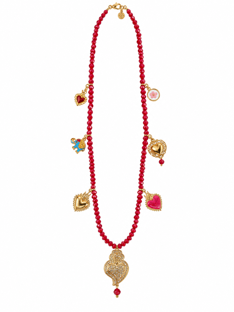 Collana lunga con cristalli sfaccettati