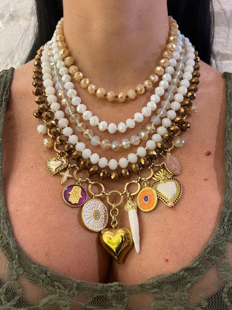 Collana multifili bronzo  con charm portafortuna