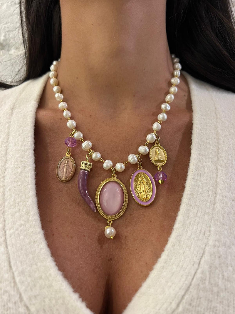 Collana Sacred  violet-rosso o azzurro