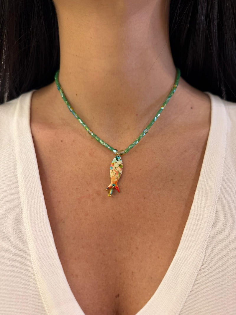 Collana cristalli e pesciolino